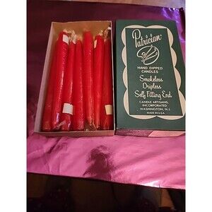 Patrician NOS Box of 7 - 8 inch Smokeless Dripless Hand Dipped Candles Mauve